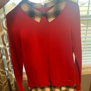Tommy Hilfiger Red Sweater Collared Shirt